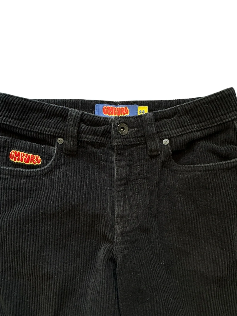 Empyre Kids Loose Fit Black Corduroy Skate Shorts Baggy Size 24